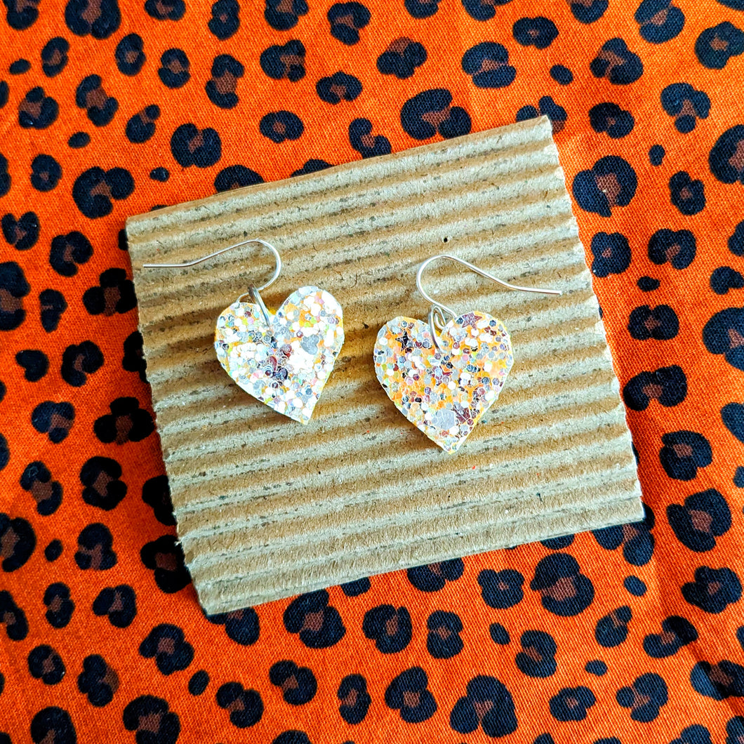 Good Disco Heart Earrings (choose your backs) - Pearl Glitter