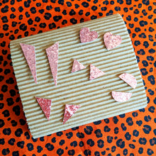 Load image into Gallery viewer, Good Disco Heart Earrings (choose your backs) - Rose Gold Glitter
