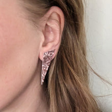 Load image into Gallery viewer, Good Disco Collection - Asymmetric Stud Earrings - Rose Gold Glitter
