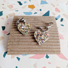 Load image into Gallery viewer, Good Disco Collection Heart Earrings (choose your backs) - Crushed Pearl Gold
