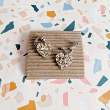 Load image into Gallery viewer, Good Disco Collection Heart Earrings (choose your backs) - Crushed Pearl Gold
