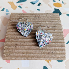 Load image into Gallery viewer, Good Disco Heart Earrings (Choose your backs) - Crushed Pearl Silver
