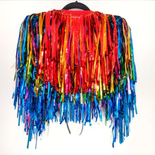 Load image into Gallery viewer, Rainbow Cascade - Disco Party Tinsel Festival Cape

