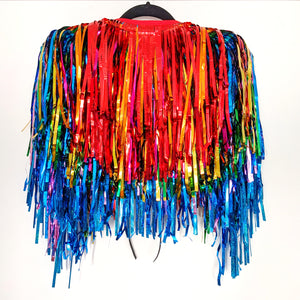 Rainbow Cascade - Disco Party Tinsel Festival Cape