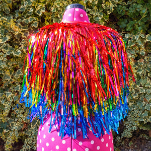 Rainbow Cascade - Disco Party Tinsel Festival Cape