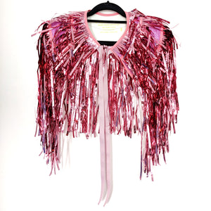 Pale Pink Tinsel Disco Party Festival Cape