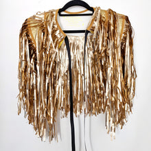 Load image into Gallery viewer, Matte Gold Tinsel - Disco Party Festival Cape
